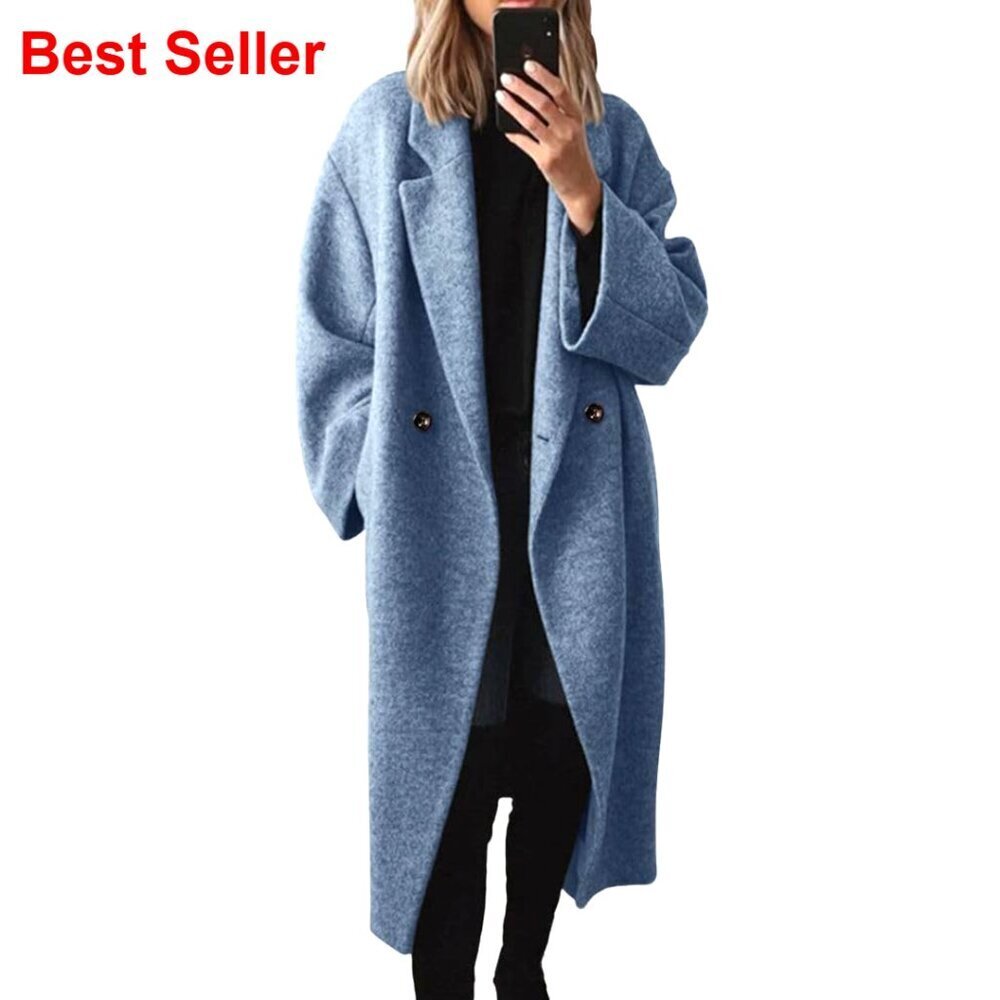 Women's Winter Wool Blend Double Breasted Trench Coat